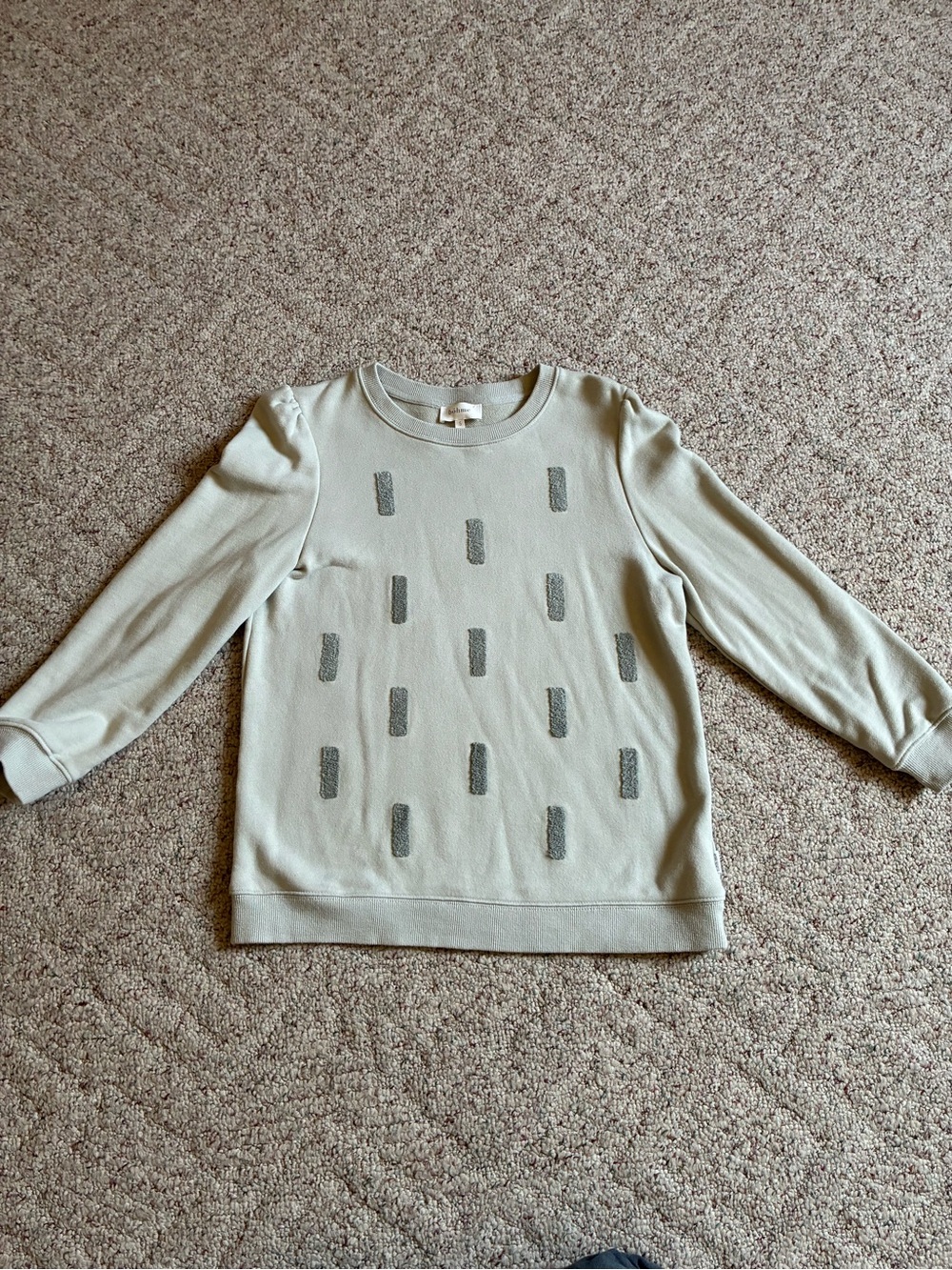 bohme Light Sage Crewneck Sweater with Metallic Rectangle Accents